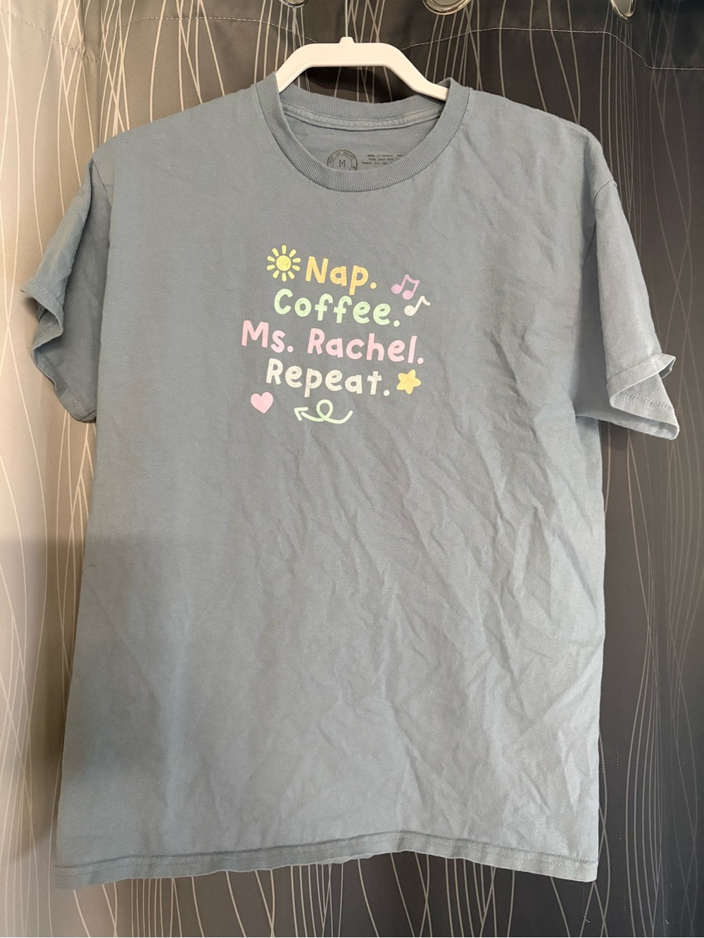 Out of Print Blue 'Nap. Coffee. Ms. Rachel. Repeat.' Graphic Tee